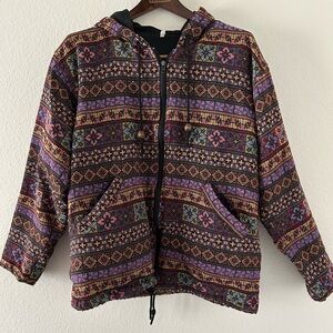 Colorful Patterned Hooded Jacket